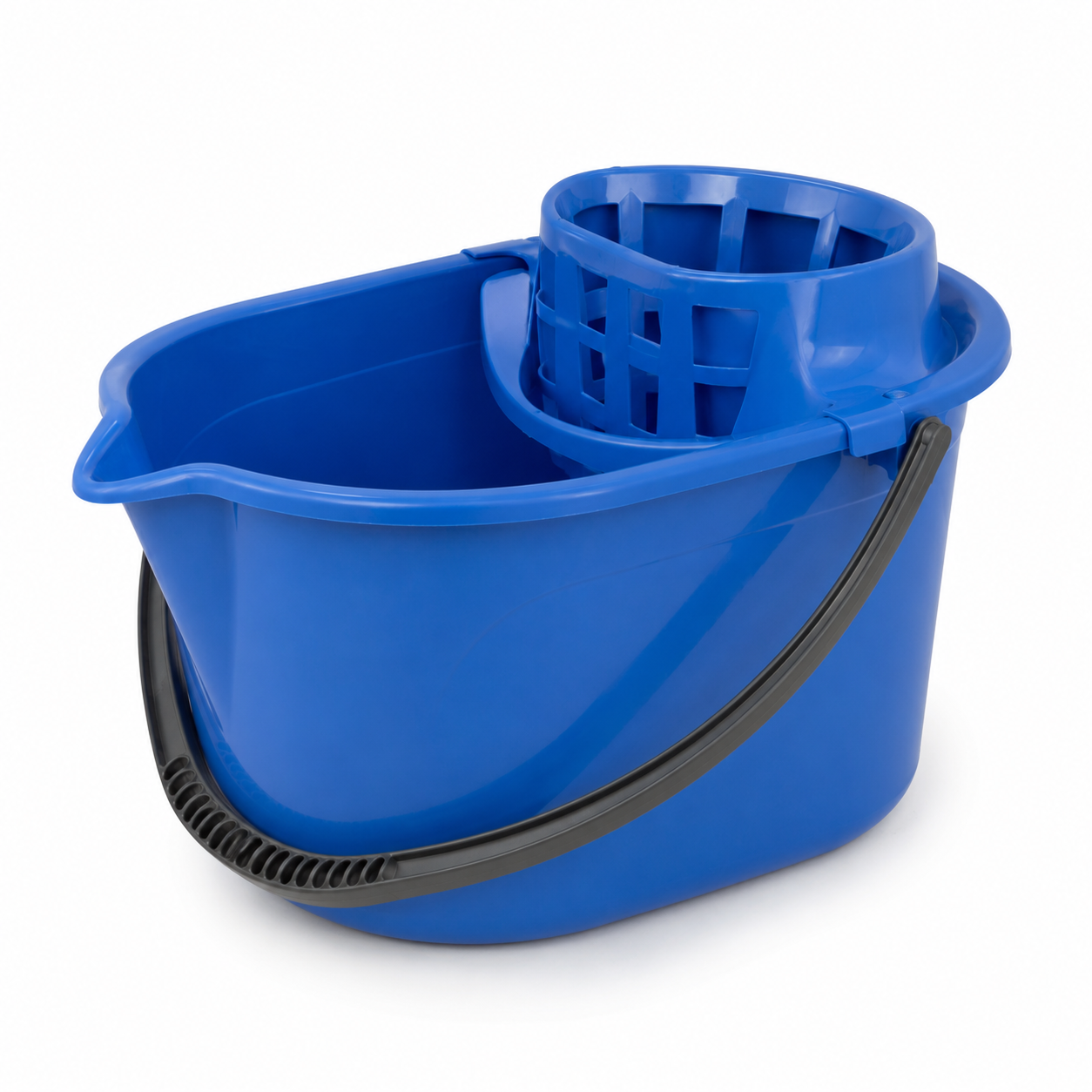 Seau ovale avec essoreur amovible bleu 14 L