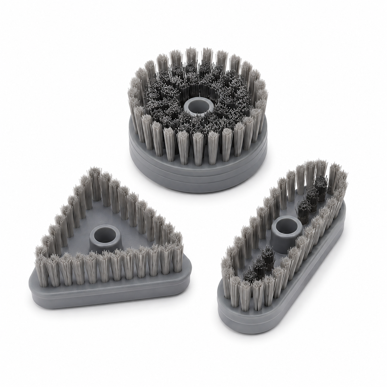 Lot de 3 têtes de brosse de nettoyage multiformes grises