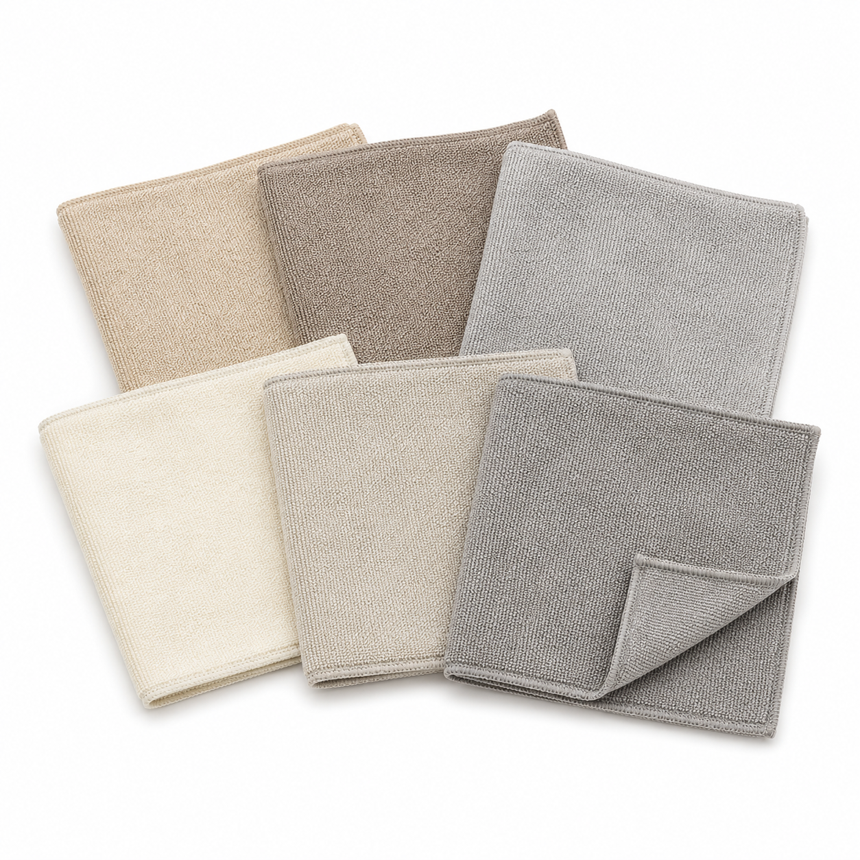 Lot de 6 chiffons microfibre multiusage 30x30 cm tons neutres