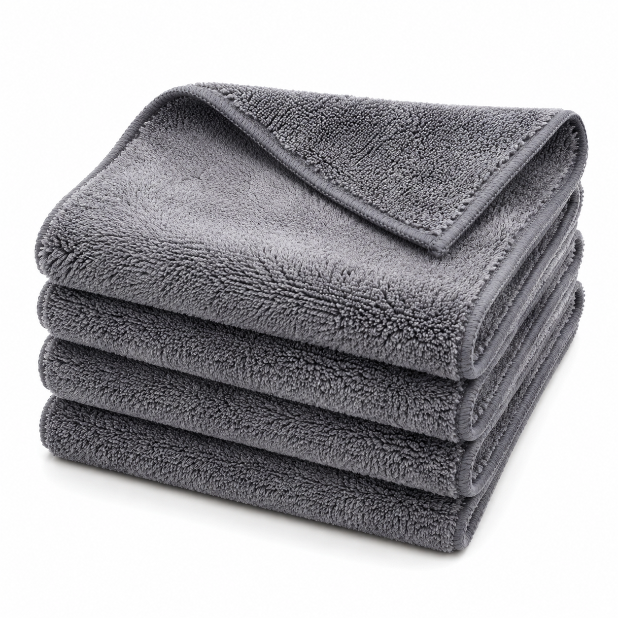 Lot de 4 chiffons microfibre épais gris 40x40 cm