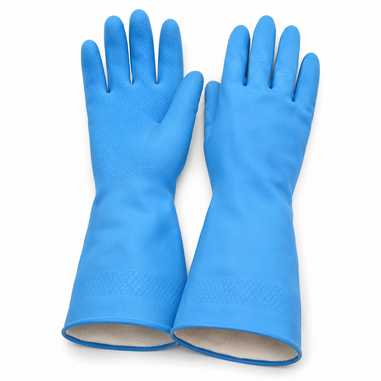 Gants de ménage bleus doublés en coton taille L
